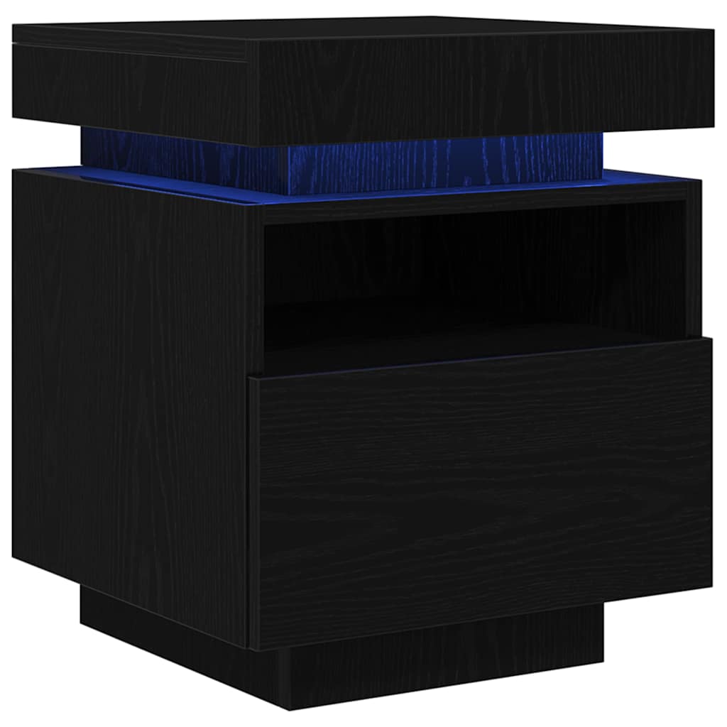vidaXL Bedside Cabinet 2 pcs Black Oak 40 x 39 x 48.5 cm 2