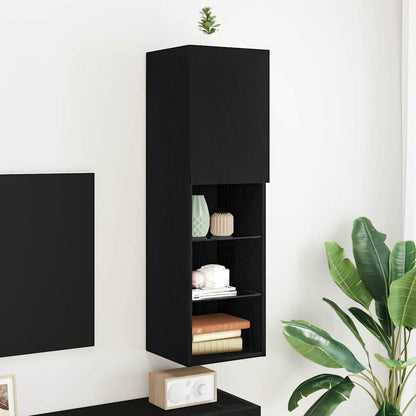 vidaXL TV Cabinet Set 30.5 x 30 x 102 cm Black Oak Engineered Wood 1