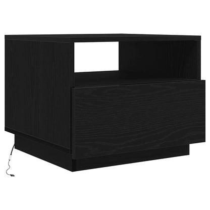 vidaXL Coffee Table with LED Lights Black Oak 50x49x40 cm 3