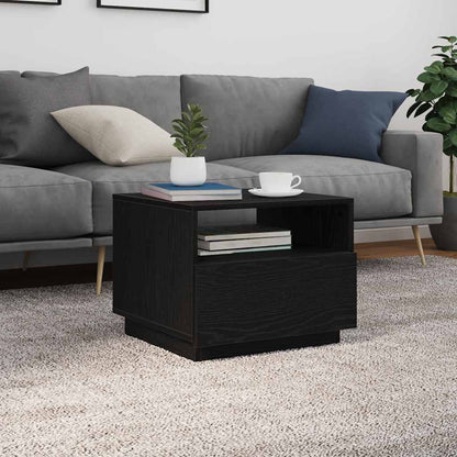vidaXL Coffee Table with LED Lights Black Oak 50x49x40 cm 4