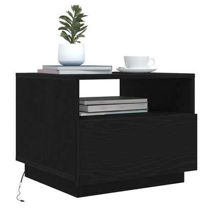 vidaXL Coffee Table with LED Lights Black Oak 50x49x40 cm 5