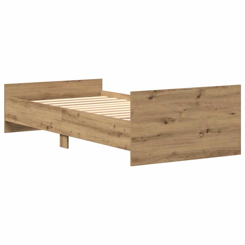 vidaXL Bed Frame without Mattress Artisan Oak 75x190 cm Engineered Wood 6