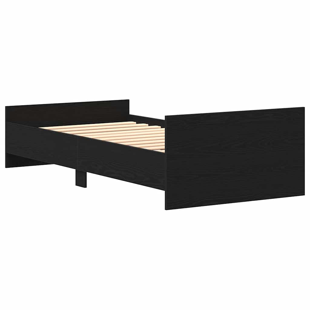 vidaXL Bed Frame without Mattress Black Oak 75x190 cm Engineered Wood 6