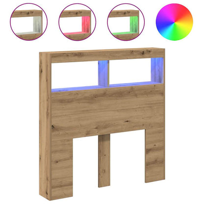 vidaXL Headboard Cabinet with LED Artisan Oak 100x17x102 cm 2