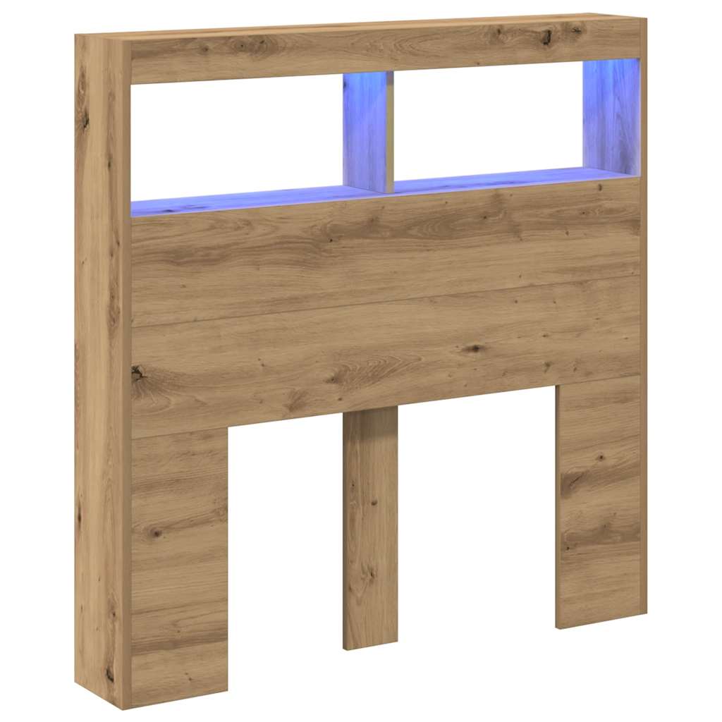 vidaXL Headboard Cabinet with LED Artisan Oak 100x17x102 cm 3