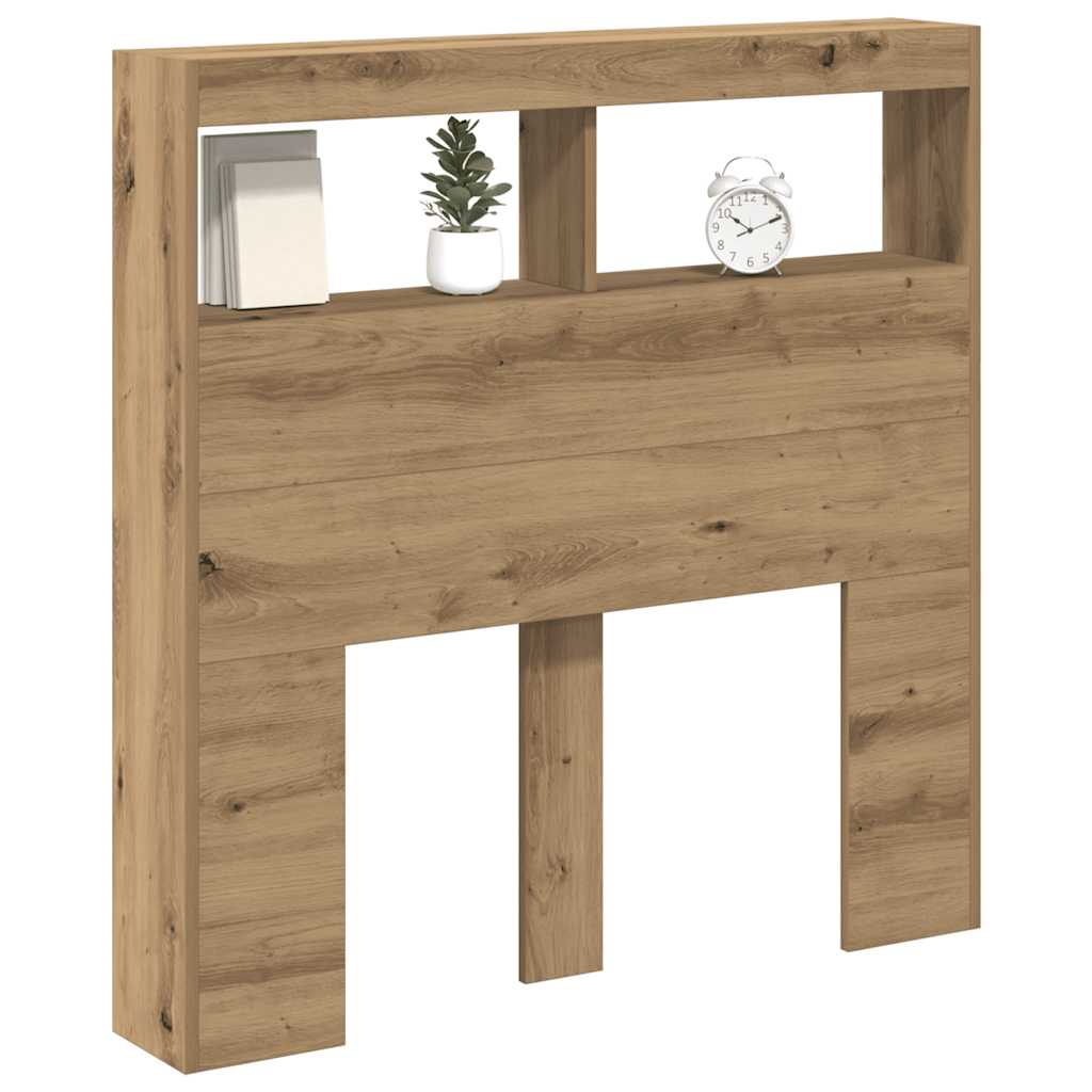vidaXL Headboard Cabinet with LED Artisan Oak 100x17x102 cm 5