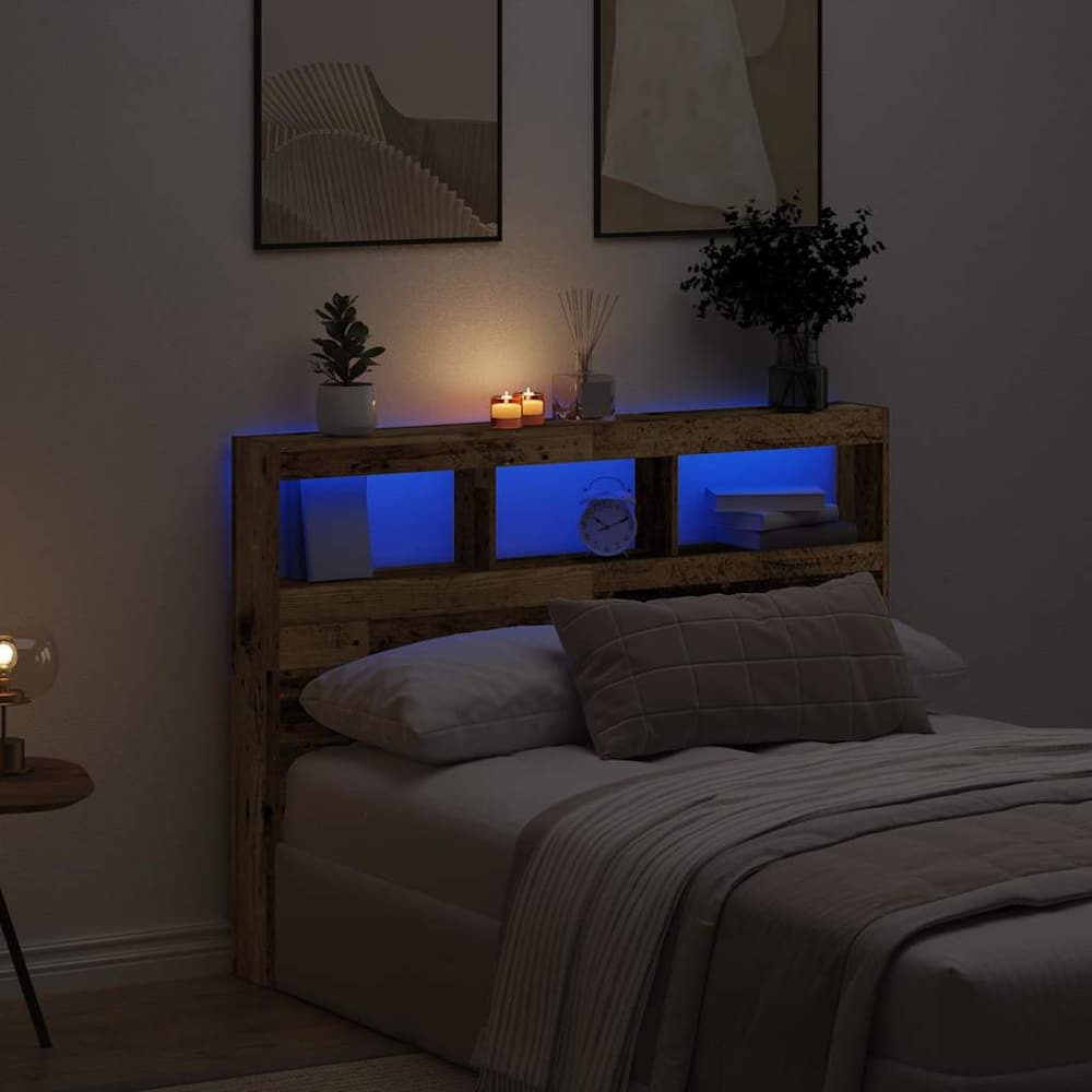 vidaXL Headboard Cabinet with LED 140 x 17 x 102 cm