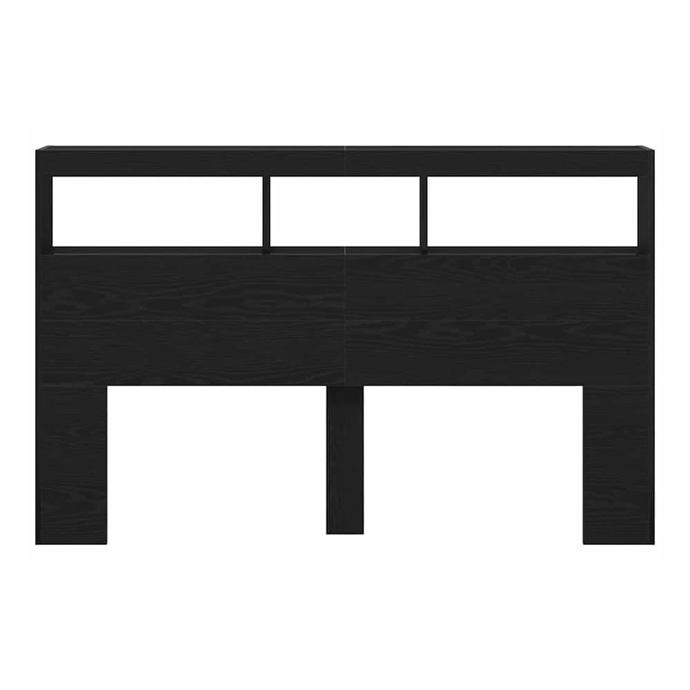 Headboard Cabinet with LED 160 x 17 x 102 cm Black oak