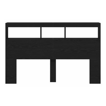 Headboard Cabinet with LED 160 x 17 x 102 cm Black oak