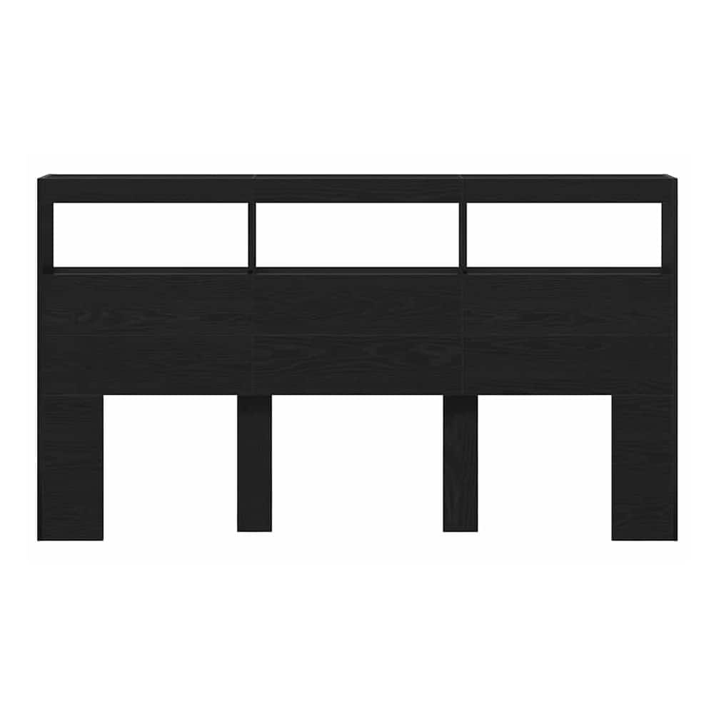 Headboard Cabinet with LED 180 x 17 x 102 cm Black oak