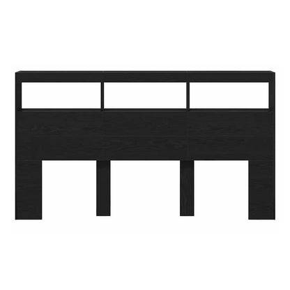 Headboard Cabinet with LED 180 x 17 x 102 cm Black oak
