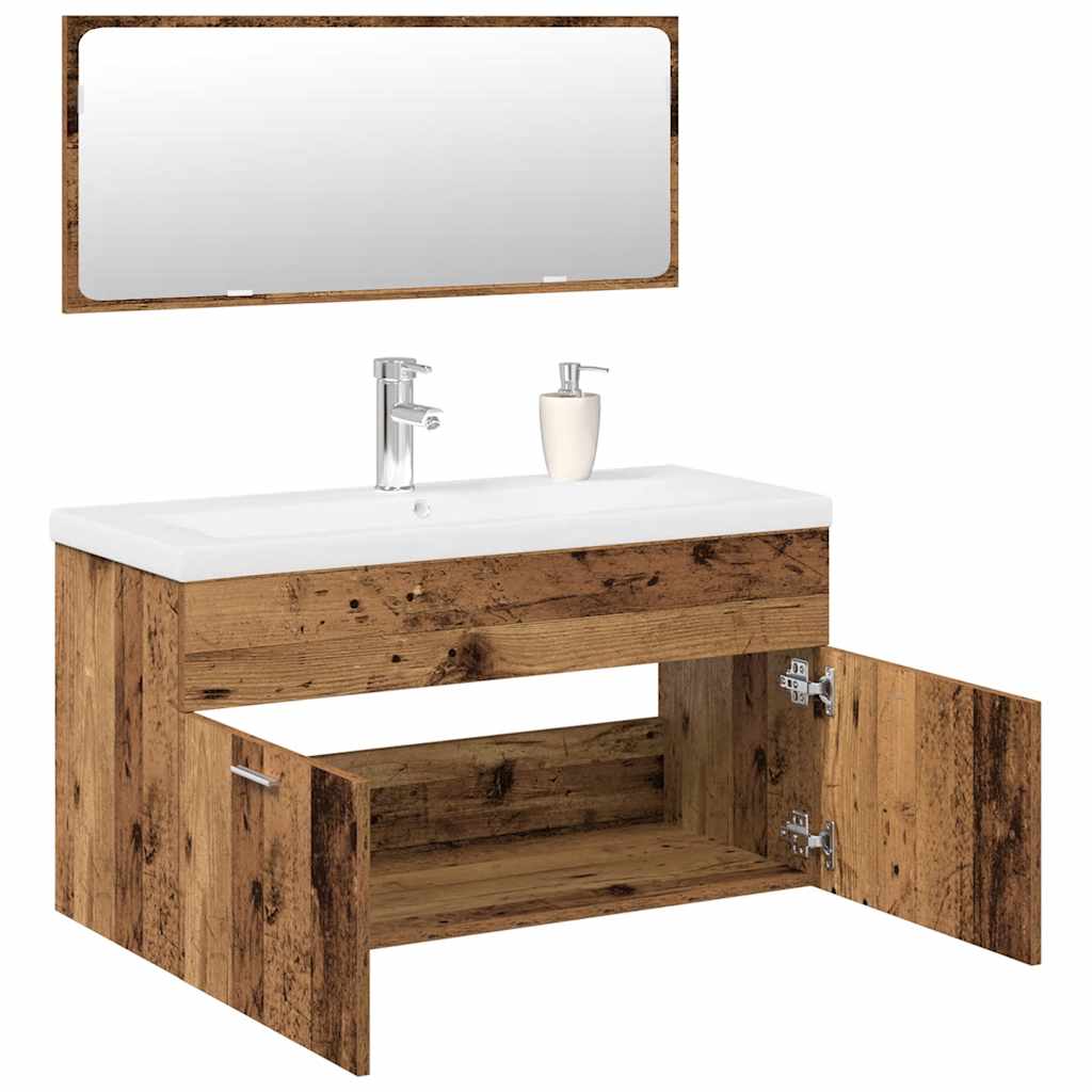 Bathroom Furniture Set Engineered Wood 90 x 38.5 x 46 cm Old wood