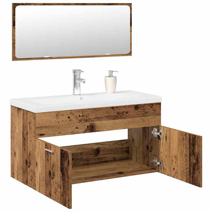 Bathroom Furniture Set Engineered Wood 90 x 38.5 x 46 cm Old wood