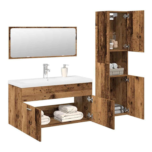 Bathroom Furniture Set Engineered Wood 90 x 38.5 x 46 cm Old wood