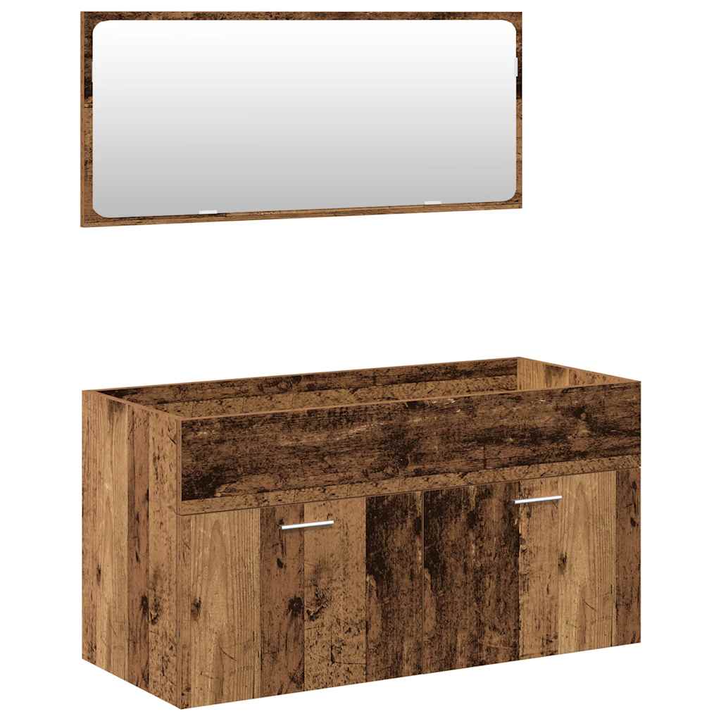 Bathroom Furniture Set Engineered Wood 90 x 38.5 x 46 cm Old wood