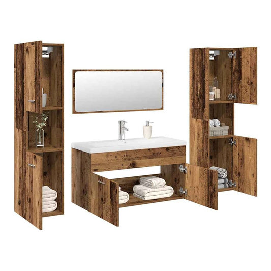 Bathroom Furniture Set Engineered Wood 90 x 38.5 x 46 cm Old wood