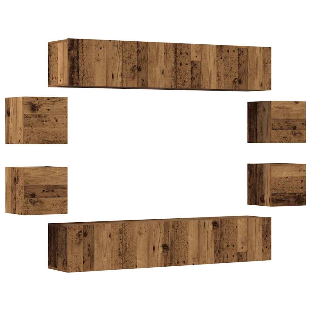 8 Piece TV Cabinet Set Engineered Wood Width 160 cm Old wood
