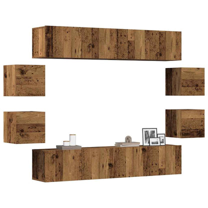 8 Piece TV Cabinet Set Engineered Wood Width 160 cm Old wood