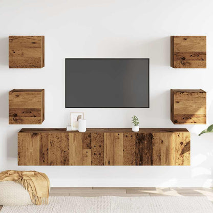 6 Piece TV Cabinet Set Engineered Wood Width 160 cm Old wood