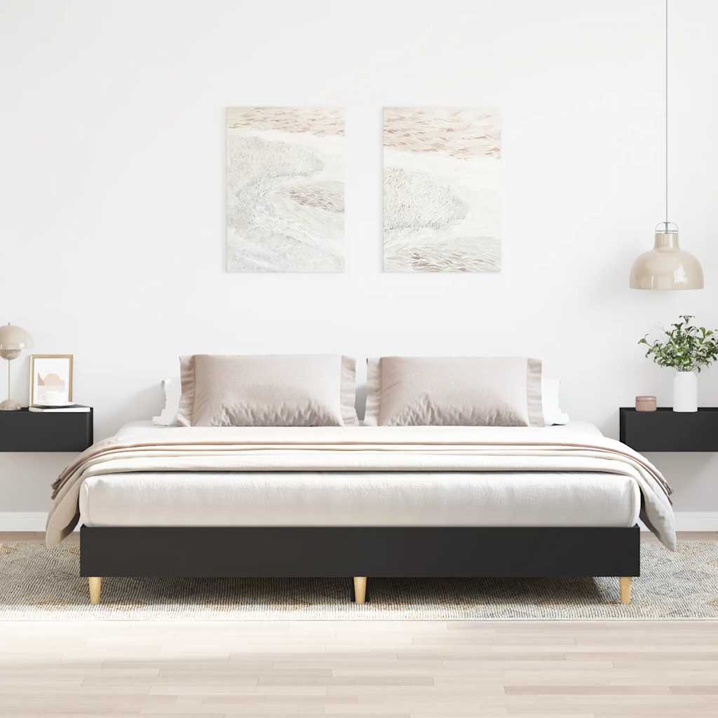 vidaXL Bed Frame No Mattress Engineered Wood Black