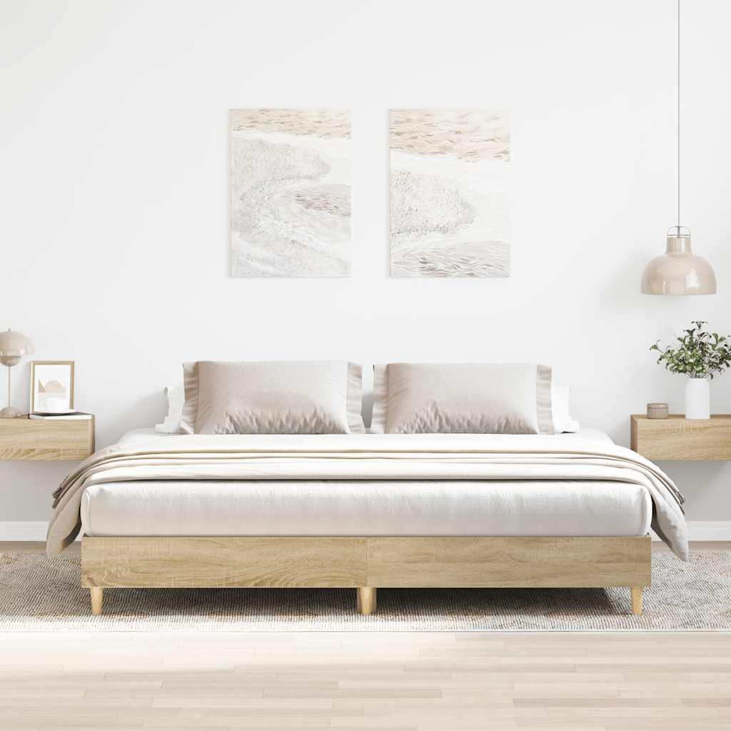 vidaXL Bed Frame No Mattress Engineered Wood Sonoma Oak