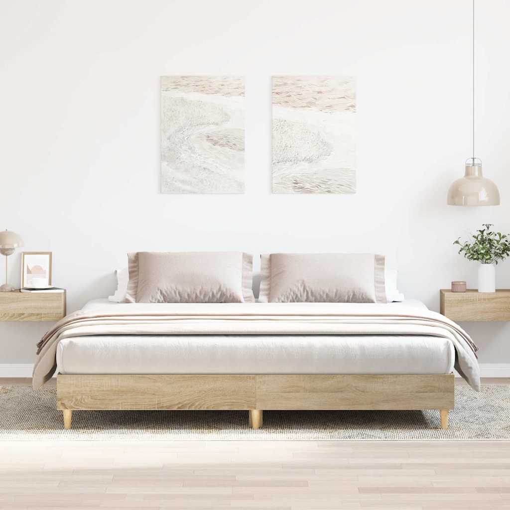 vidaXL Bed Frame No Mattress Engineered Wood Sonoma Oak