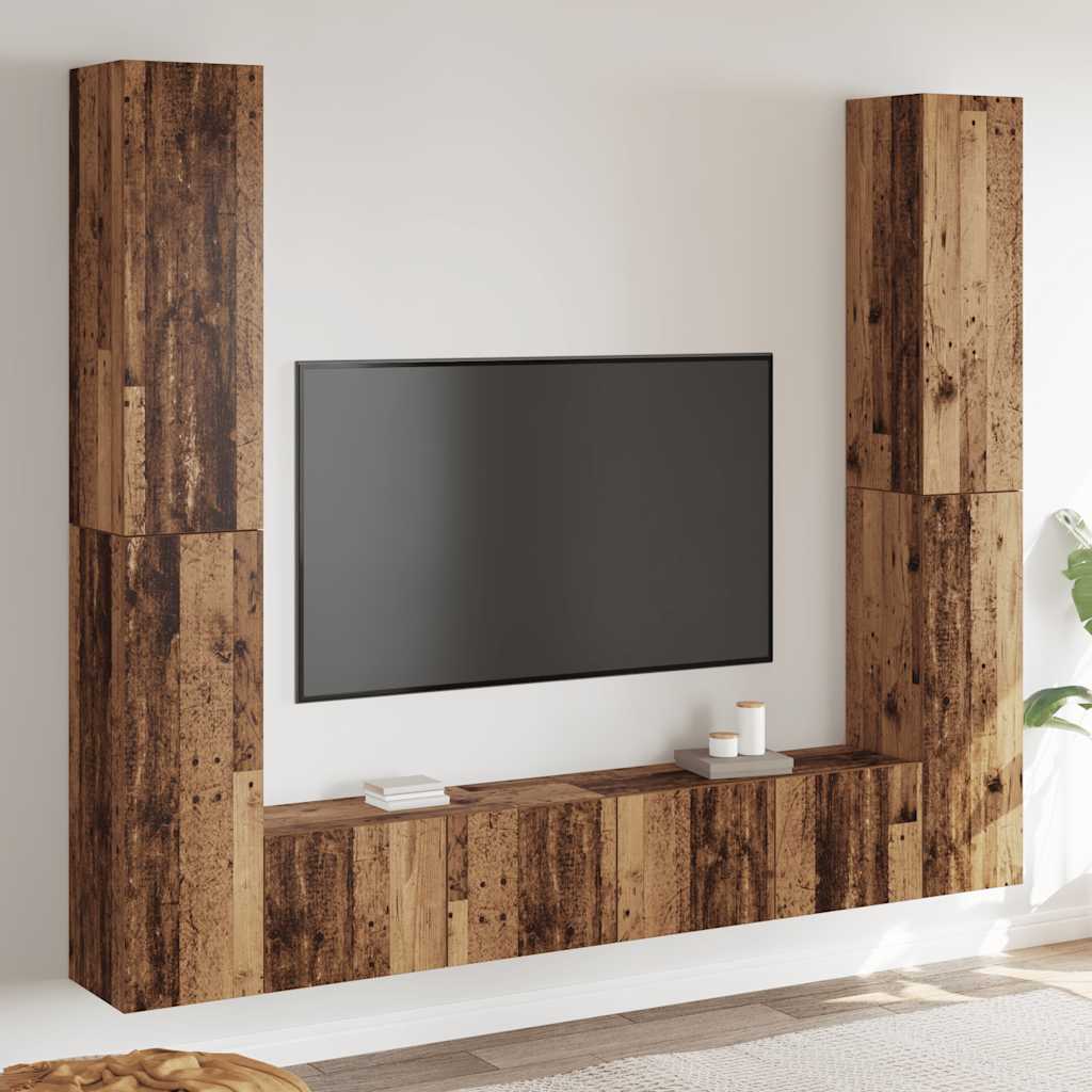 6 Piece TV Cabinet Set Engineered Wood Height 90 cm Old wood