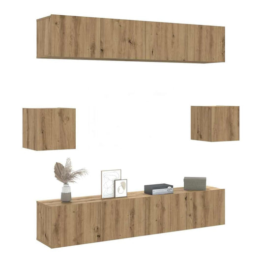 6 Piece TV Cabinet Set Engineered Wood Width 80 cm Artisan oak