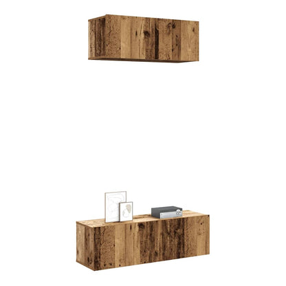 2 Piece TV Cabinet Set Engineered Wood Width 80/100 cm Old wood