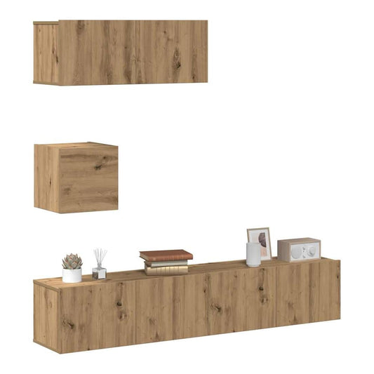 4 Piece TV Cabinet Set Engineered Wood Width 80 cm Artisan oak