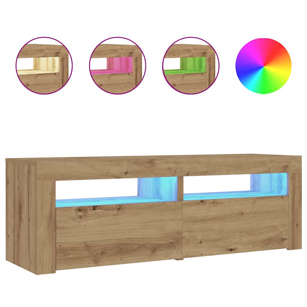 vidaXL Bedside Cabinets 2 pcs with LEDs Artisan Oak 60x35x40 cm 2