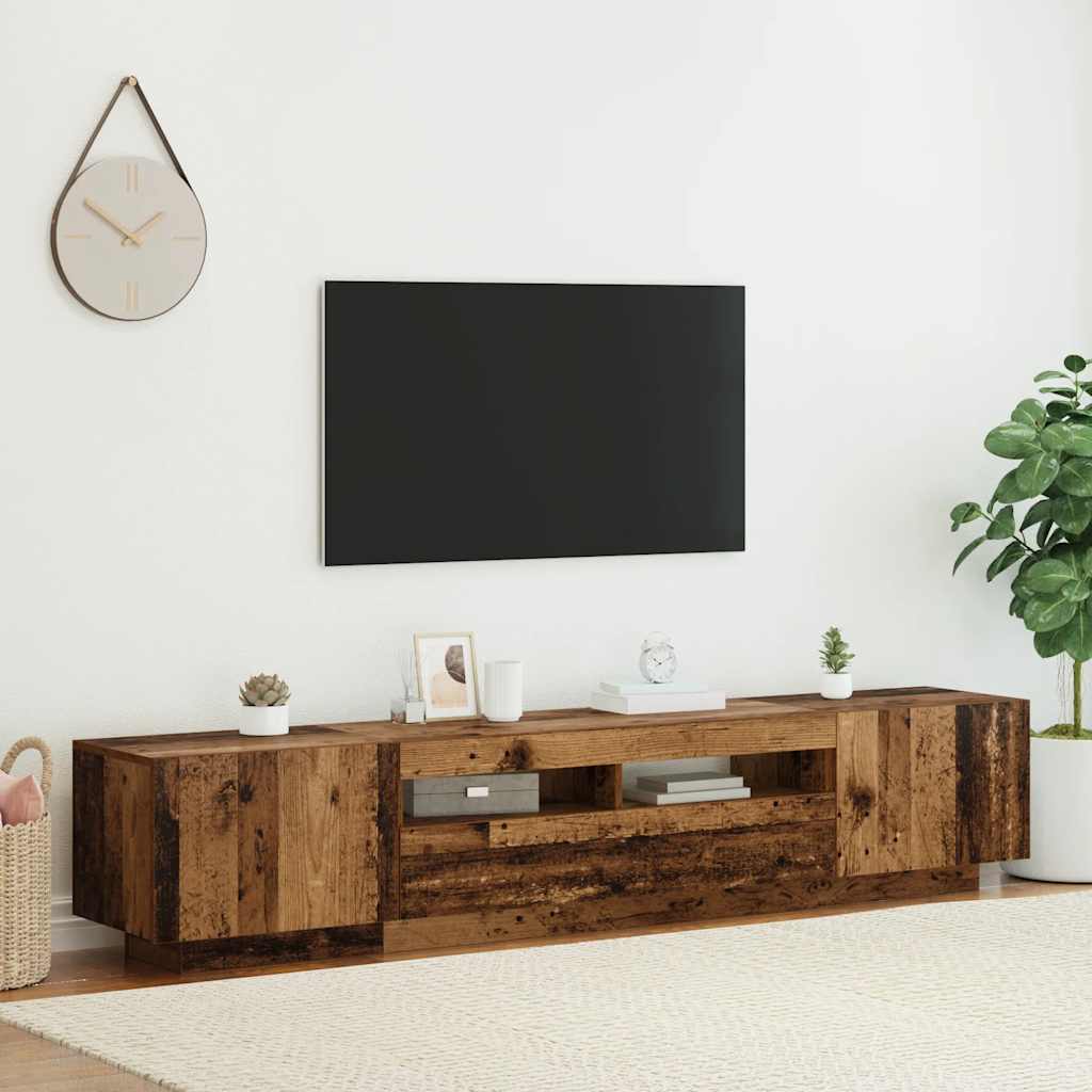 TV Cabinet with LED Lights 200x35x40 cm Old wood