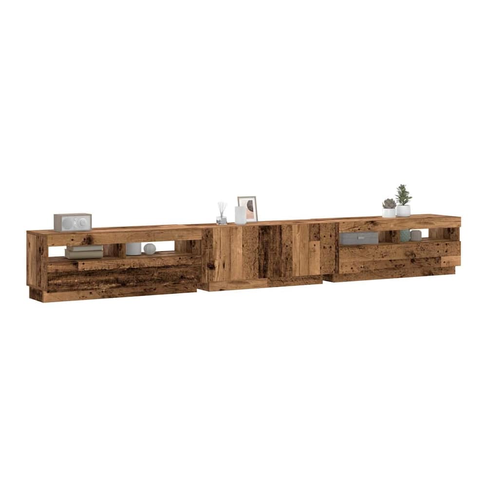 TV Cabinet with LED Lights 300x35x40 cm Old wood