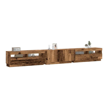 TV Cabinet with LED Lights 300x35x40 cm Old wood