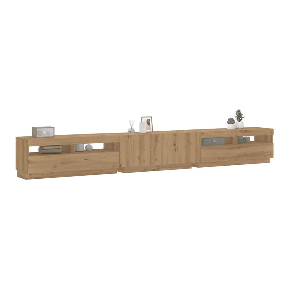 TV Cabinet with LED Lights 300x35x40 cm Artisan oak