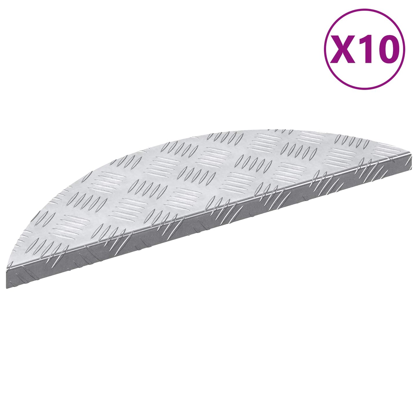 vidaXL Stair Tread 10 pcs 60 x 18 x 2.5 cm Silver Aluminium Crescent 1