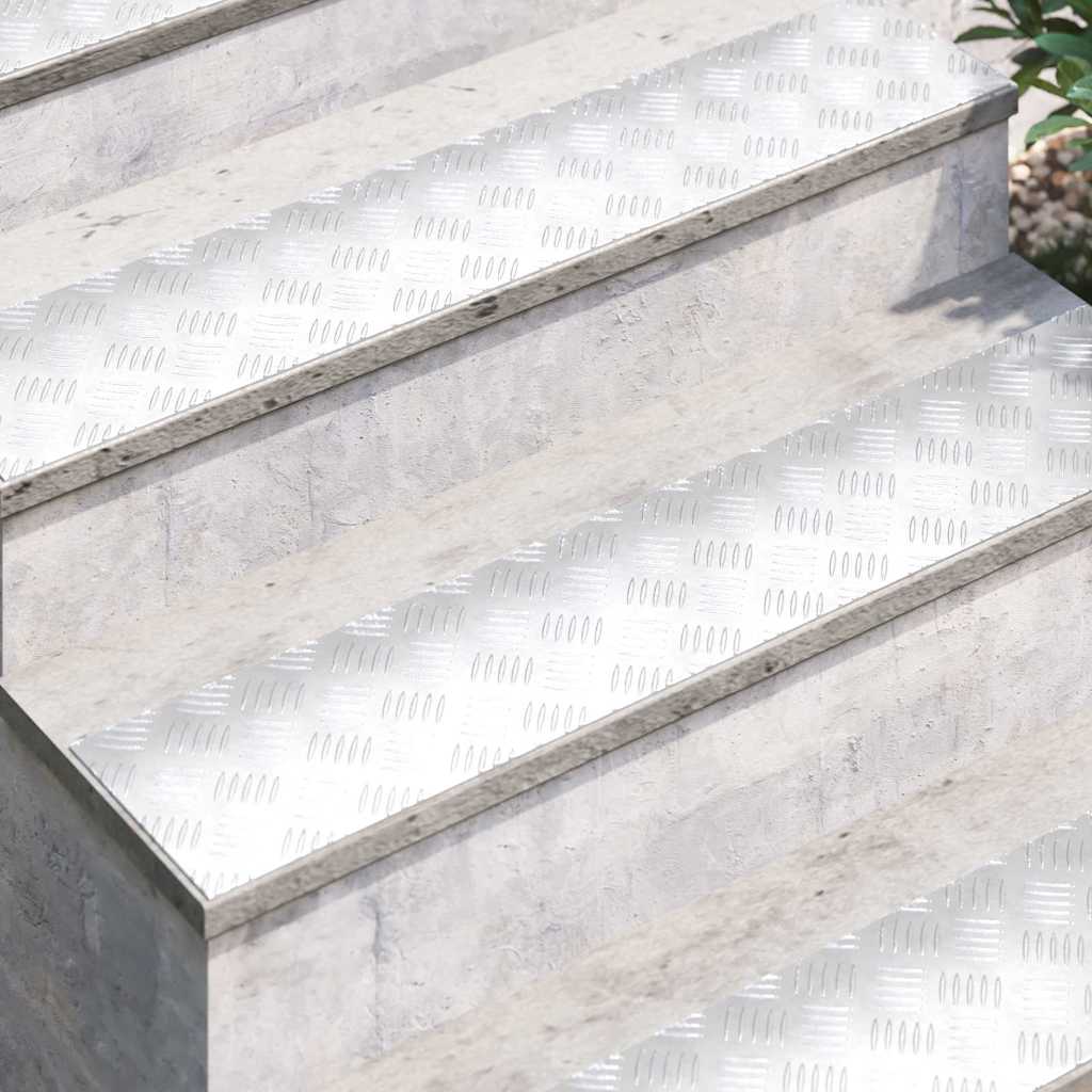 vidaXL Stair Tread 4 pcs 100 x 20 cm Silver Aluminium Rectangular 3