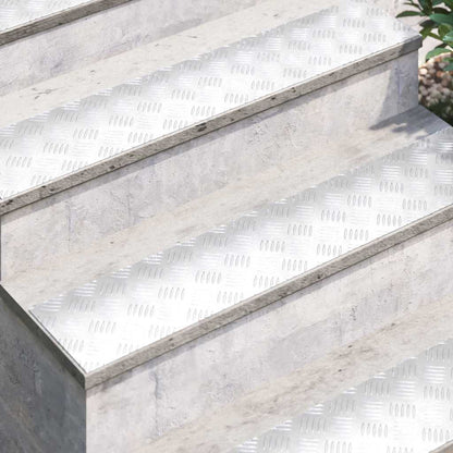 vidaXL Stair Tread 4 pcs 100 x 20 cm Silver Aluminium Rectangular 3