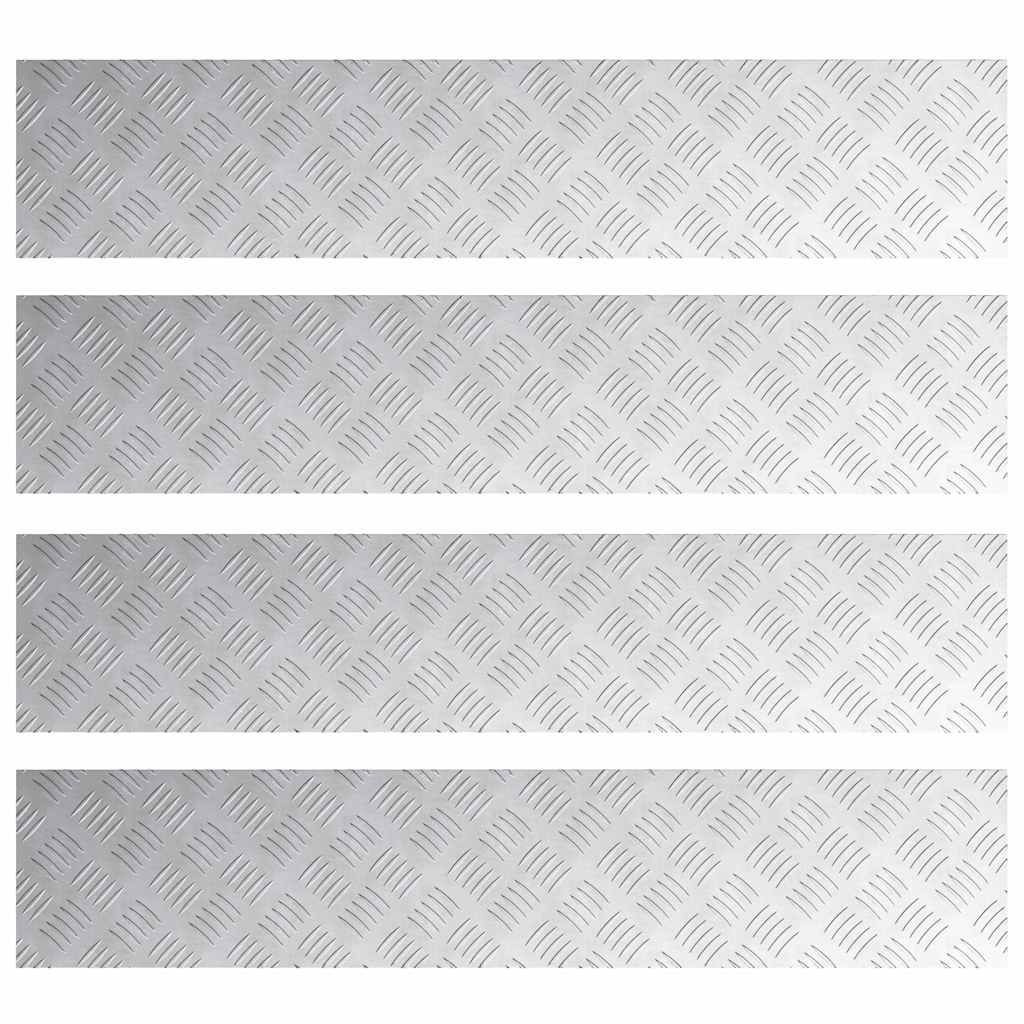 vidaXL Stair Tread 4 pcs 100 x 20 cm Silver Aluminium Rectangular 2