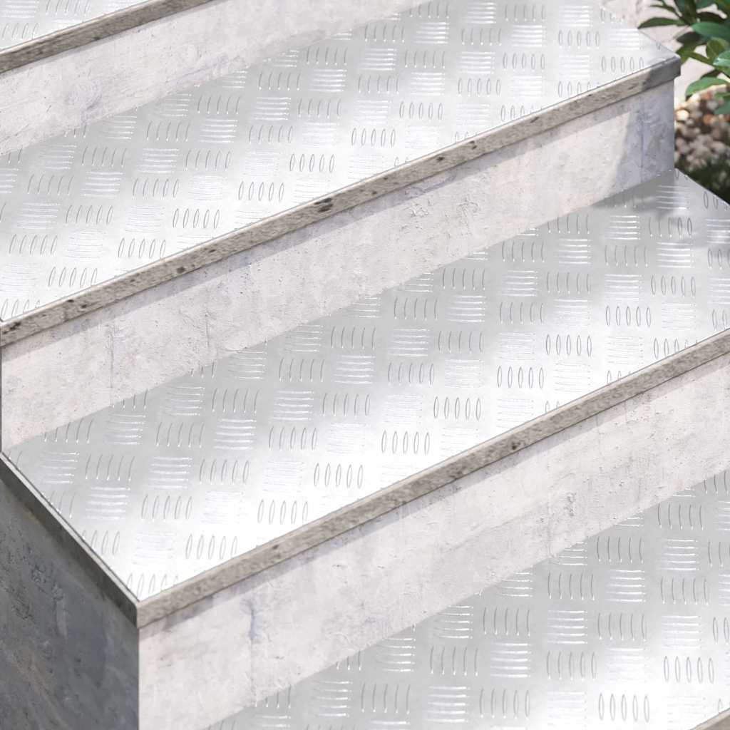 vidaXL Stair Tread 4 pcs 100 x 30 cm Silver Aluminium Rectangular 3