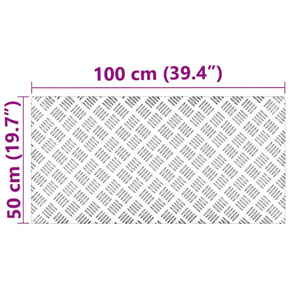 vidaXL Stair Tread 2 pcs 100 x 50 cm Silver Aluminium Rectangular 6