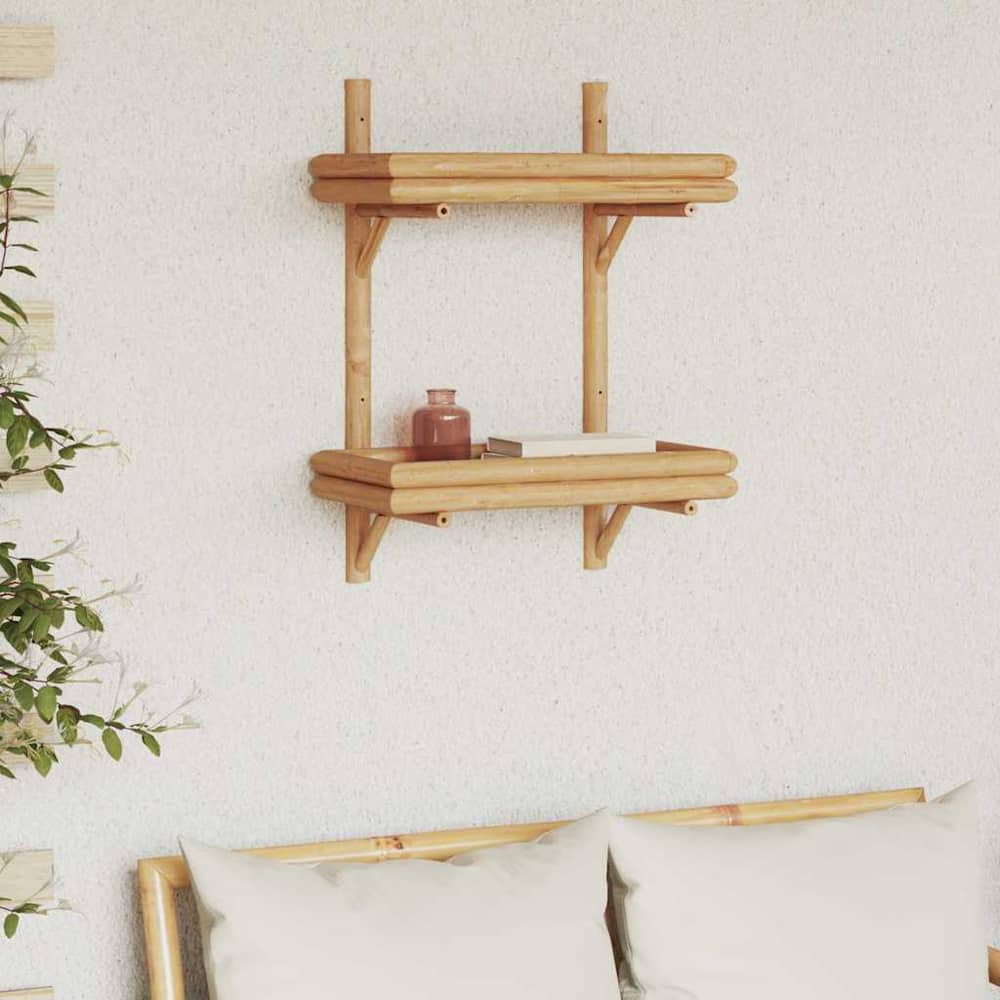 vidaXL Wall Shelf Wall-Mounted Brown 39 x 26 x 60 cm Bamboo
