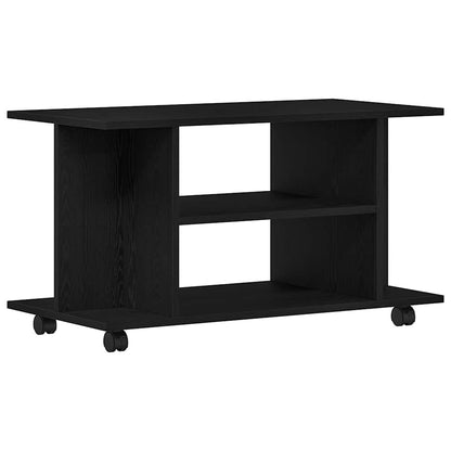 vidaXL TV Cabinet with Castors Black Oak 80x40x45 cm Engineered Wood 2