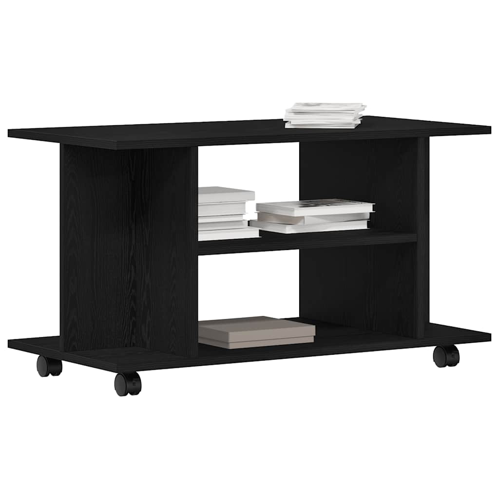 vidaXL TV Cabinet with Castors Black Oak 80x40x45 cm Engineered Wood 4