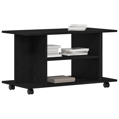vidaXL TV Cabinet with Castors Black Oak 80x40x45 cm Engineered Wood 4