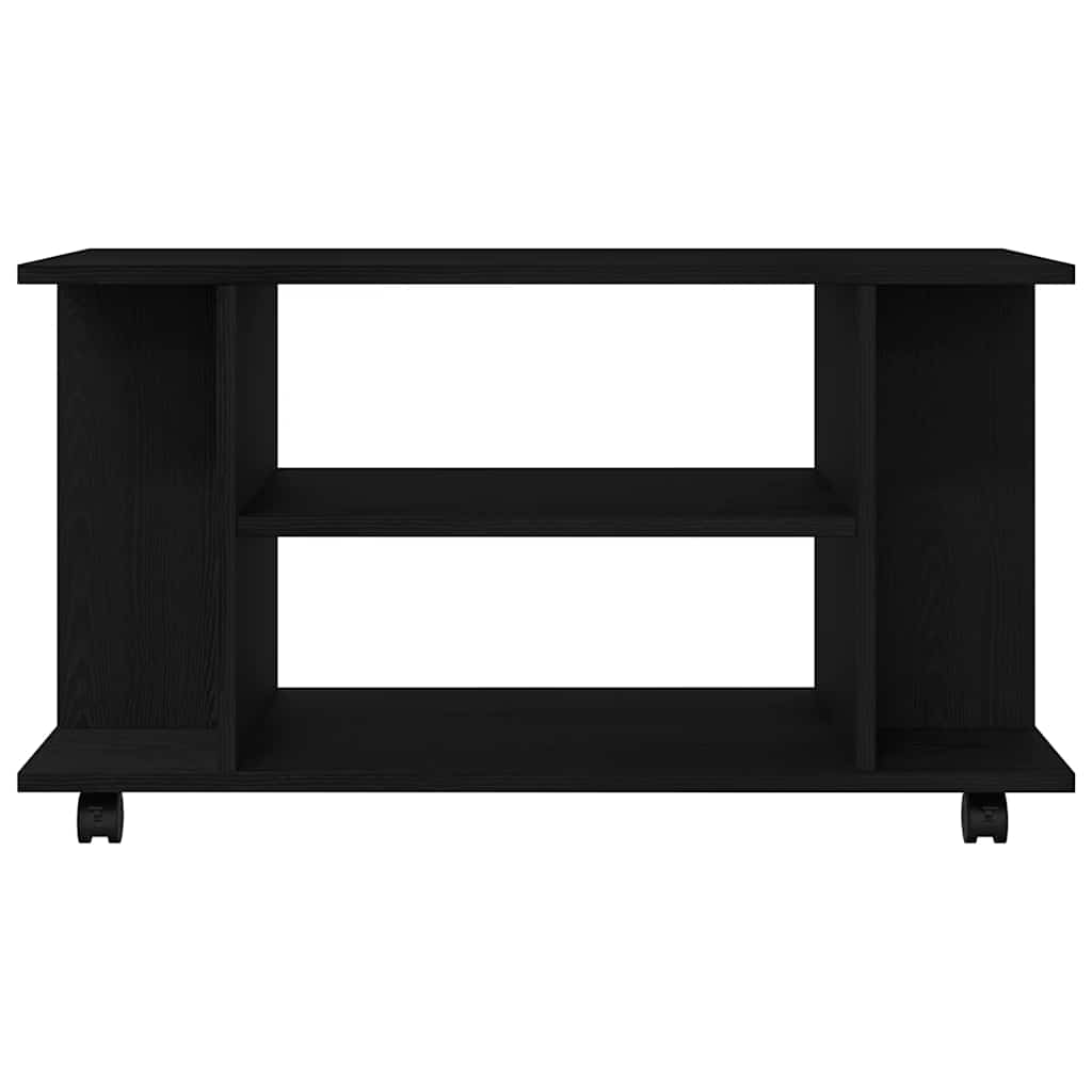 vidaXL TV Cabinet with Castors Black Oak 80x40x45 cm Engineered Wood 5