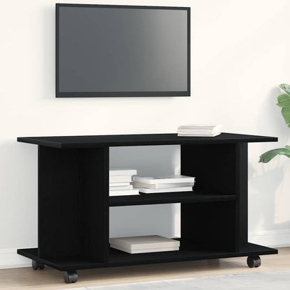 vidaXL TV Cabinet with Castors Black Oak 80x40x45 cm Engineered Wood 1