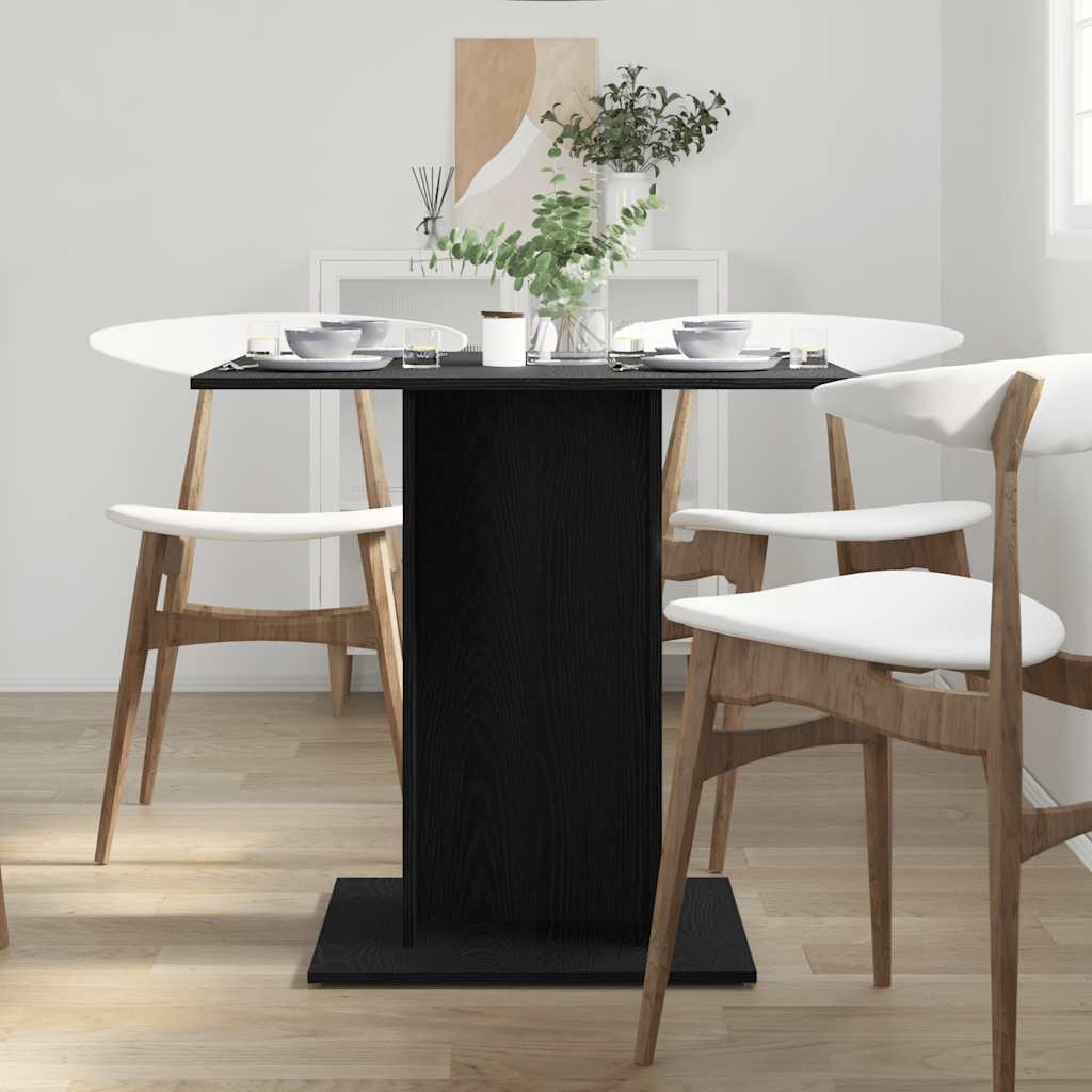 vidaXL Dining Table Black Oak 80x80x75 cm Engineered Wood 3