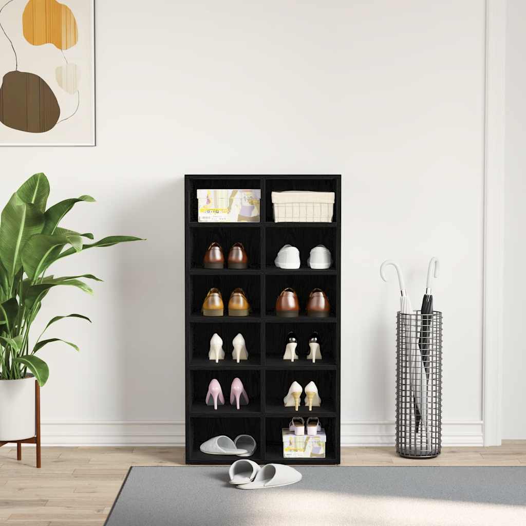 vidaXL Shoe Rack Black Oak 54x34x100.5 cm Engineered Wood 3