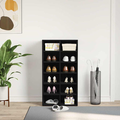 vidaXL Shoe Rack Black Oak 54x34x100.5 cm Engineered Wood 3